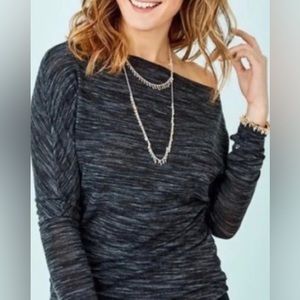 Stella & Dot Wren Slouchy Top Asymmetrical Off Shoulder Tunic